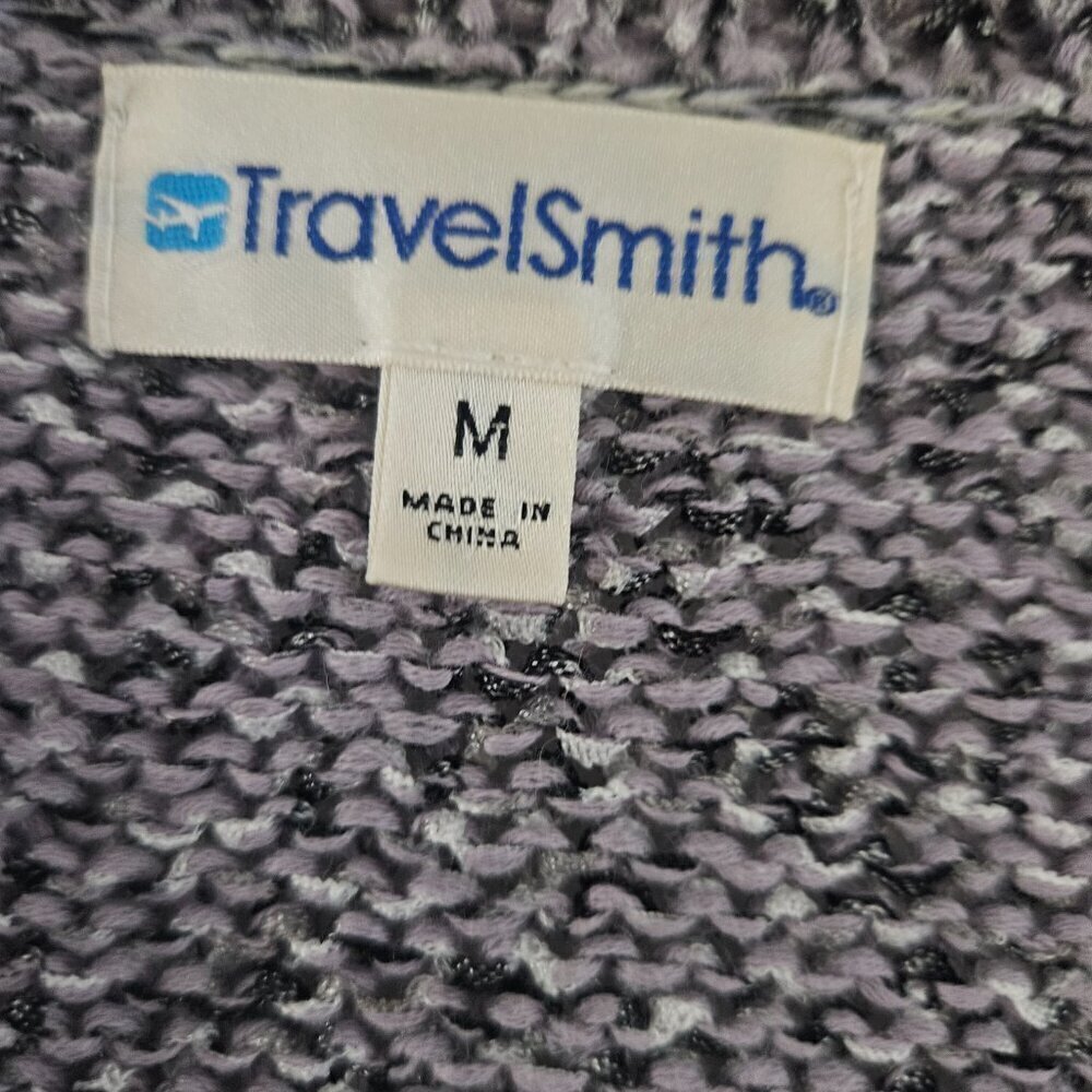 Travel Smith Long Sleeve Layering Purple Black Medium Knit Cardigan - Picture 7 of 11